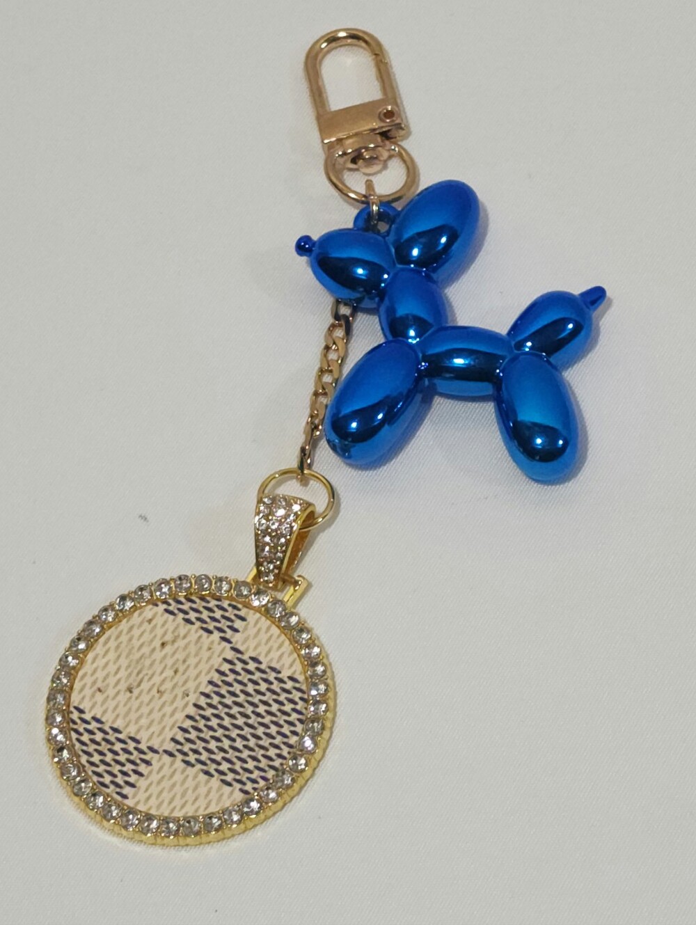 Louis Vuitton Damier Azur Canvas cabochon Balloon Dog Keychain Bag Charm